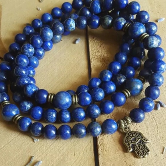 Lapis Hamsa mala necklace/bracelet 6 mm - Picture 7 of 7